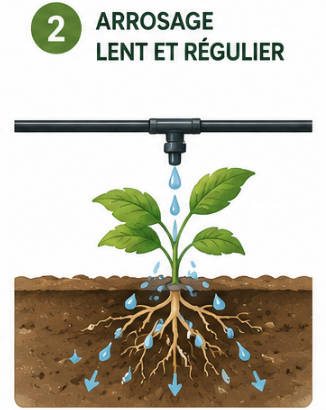 Arrosage lent et régulier