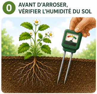 Arroser avec un testeur d'humidité